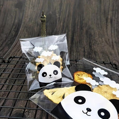 100pcs Panda Pattern Cellophane Bag Plastic Pastry Bag Party Favor Bag