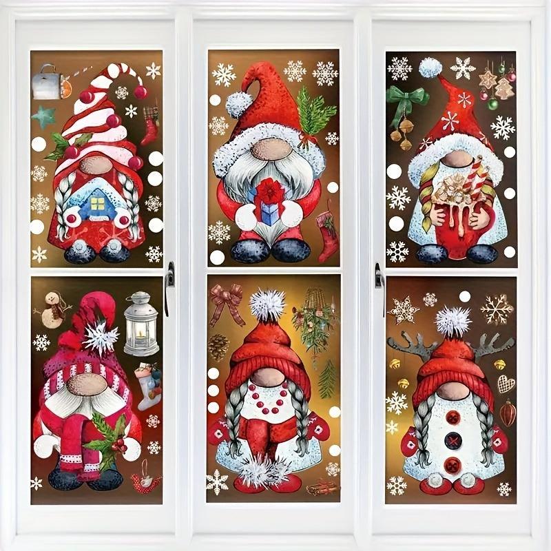 Christmas Window Clings Gnome Snowflake Window Stickers Decals For Glass Windows