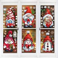 Christmas Window Clings Gnome Snowflake Window Stickers Decals For Glass Windows