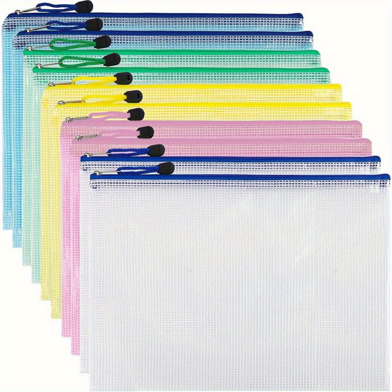 10pcs Zipper Pockets File Bags for Sorting and Storage A4 Size