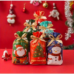 50pcs Christmas Drawstring Bags for Gift Packaging