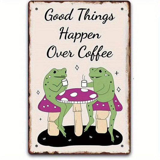 Retro Frog Coffee Metal Sign Vintage Kitchen Wall Decor