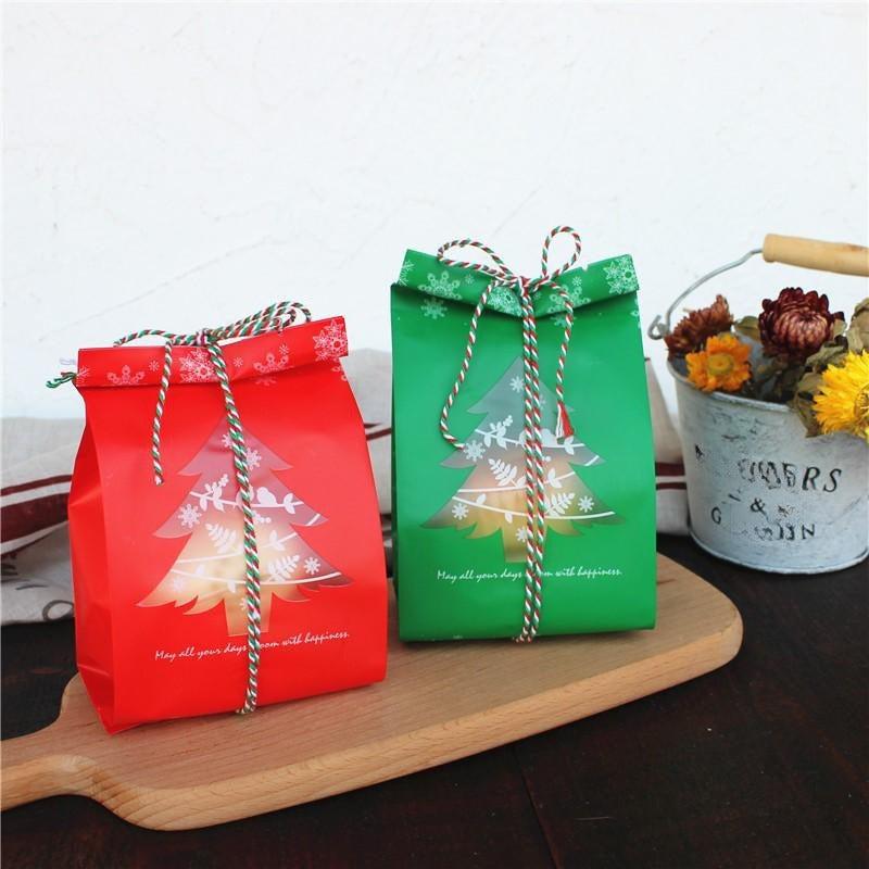 50pcs Snowflake Christmas Tree Gift Bags Xmas Candy Packaging