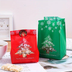 50pcs Snowflake Christmas Tree Gift Bags Xmas Candy Packaging