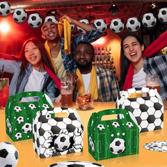 6pcs Soccer Ball Party Goodies Boxes Green Paper World Football Cup Bag