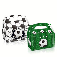 6pcs Soccer Ball Party Goodies Boxes Green Paper World Football Cup Bag