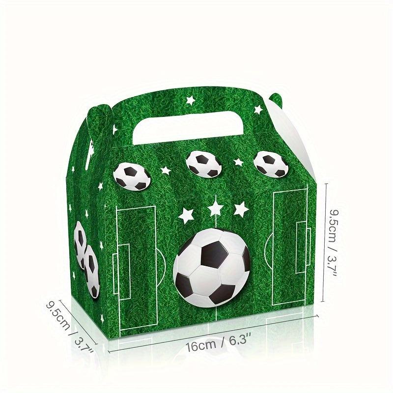 6pcs Soccer Ball Party Goodies Boxes Green Paper World Football Cup Bag