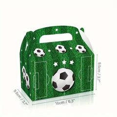 6pcs Soccer Ball Party Goodies Boxes Green Paper World Football Cup Bag