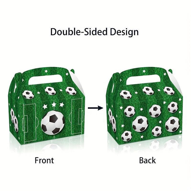 6pcs Soccer Ball Party Goodies Boxes Green Paper World Football Cup Bag