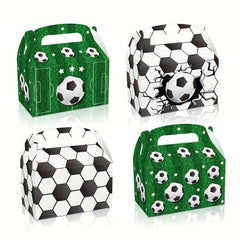6pcs Soccer Ball Party Goodies Boxes Green Paper World Football Cup Bag