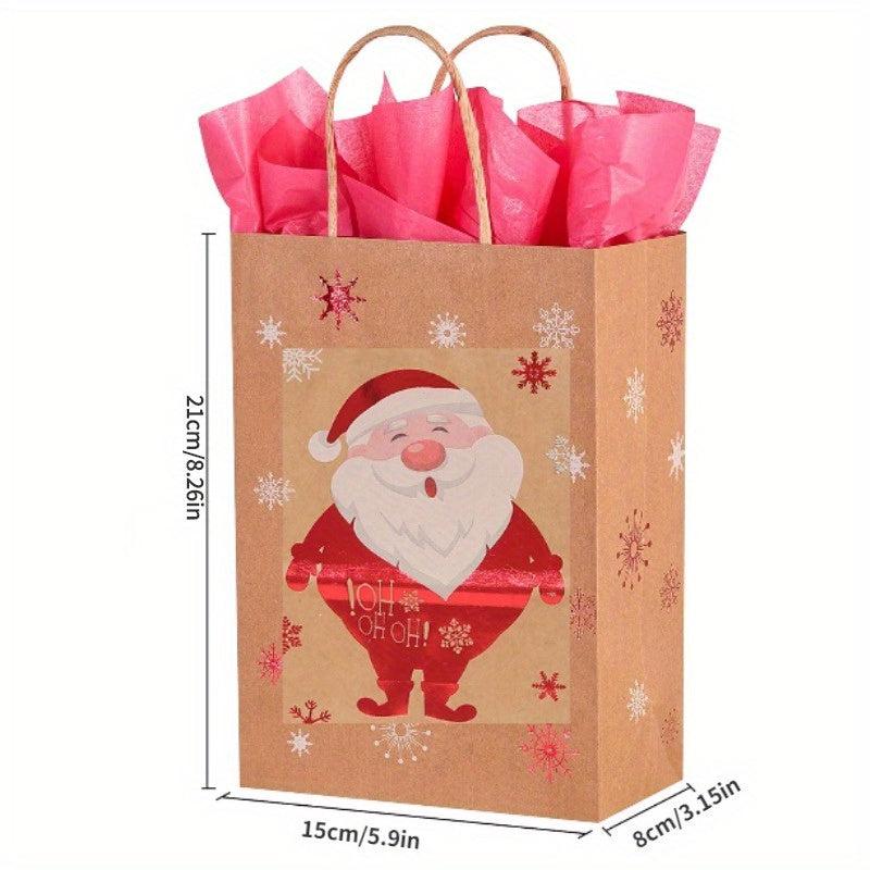 24pcs Small Christmas Gift Bags With Tissue Paper Bundle