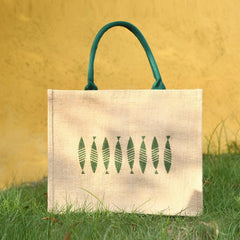 Vintage Handbag Coarse Linen Jute Fashionable Printing