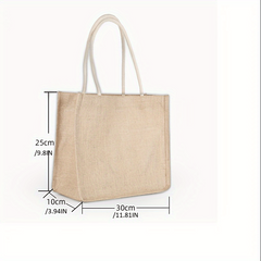 Vintage Handbag Coarse Linen Jute Fashionable Printing