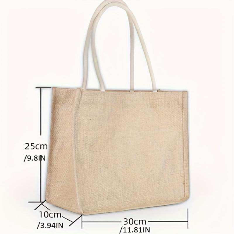 Vintage Handbag Coarse Linen Jute Fashionable Printing