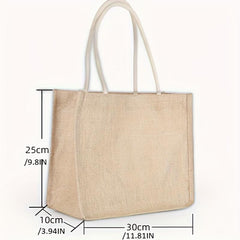 Vintage Handbag Coarse Linen Jute Fashionable Printing