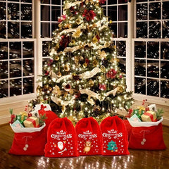 3pcs Christmas Gift Bag Set Drawstring Mouth Packaging Gift Bag
