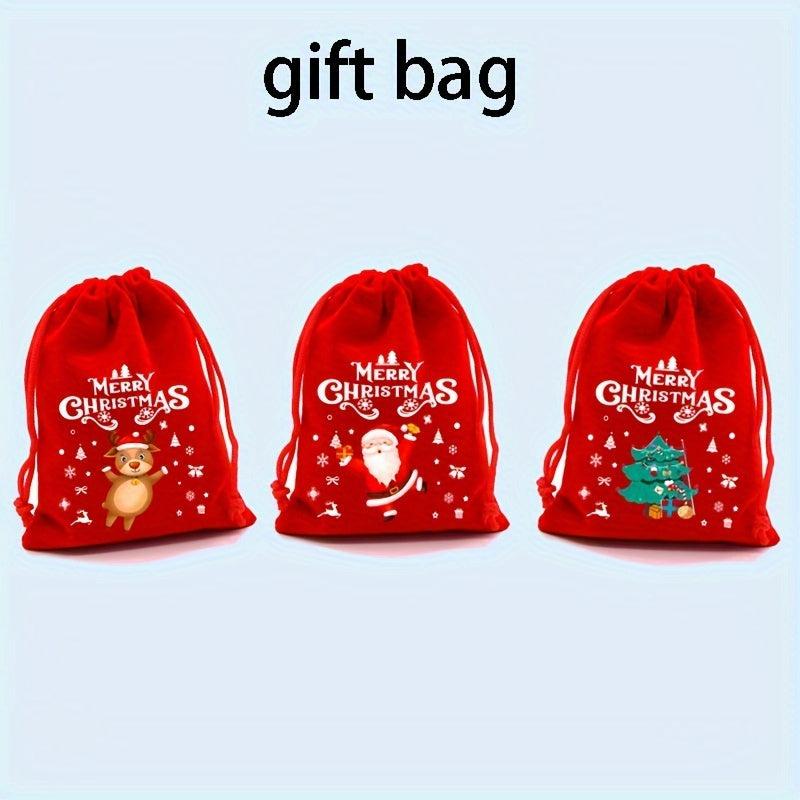3pcs Christmas Gift Bag Set Drawstring Mouth Packaging Gift Bag
