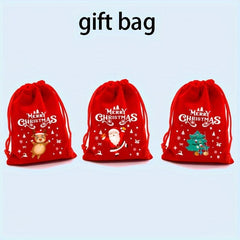 3pcs Christmas Gift Bag Set Drawstring Mouth Packaging Gift Bag