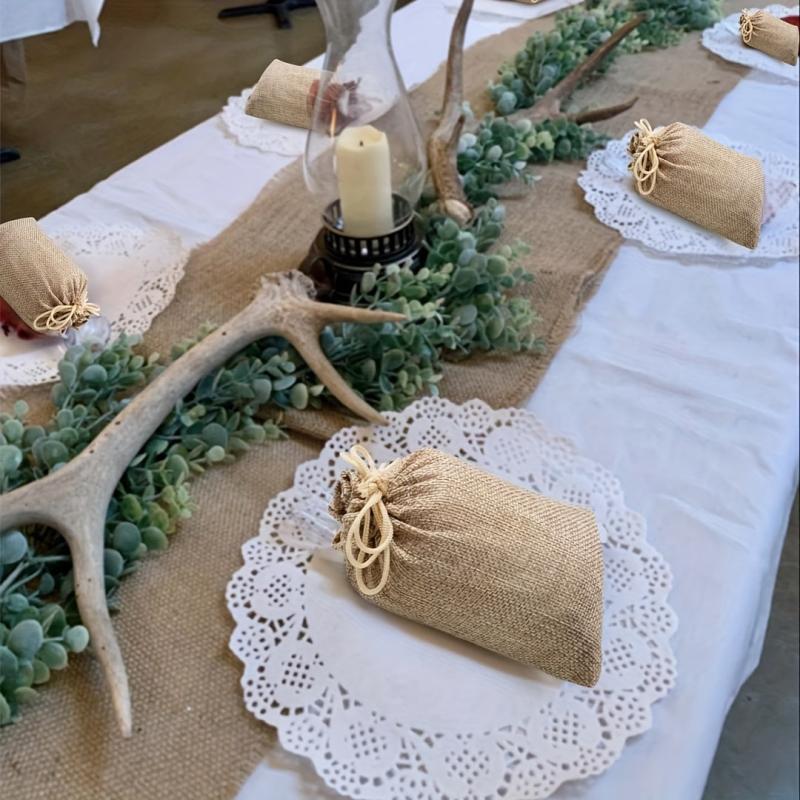 10pcs Burlap Gift Bag Drawstring Wedding Party Jewelry Christmas