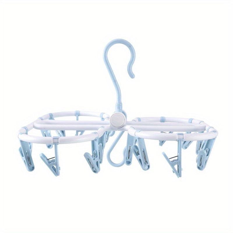 2pcs Folding 32 Clips Drying Rack Multifunctional Clothes Hanger