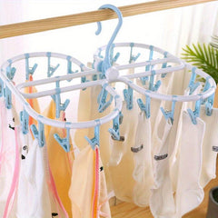 2pcs Folding 32 Clips Drying Rack Multifunctional Clothes Hanger