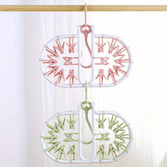 2pcs Folding 32 Clips Drying Rack Multifunctional Clothes Hanger