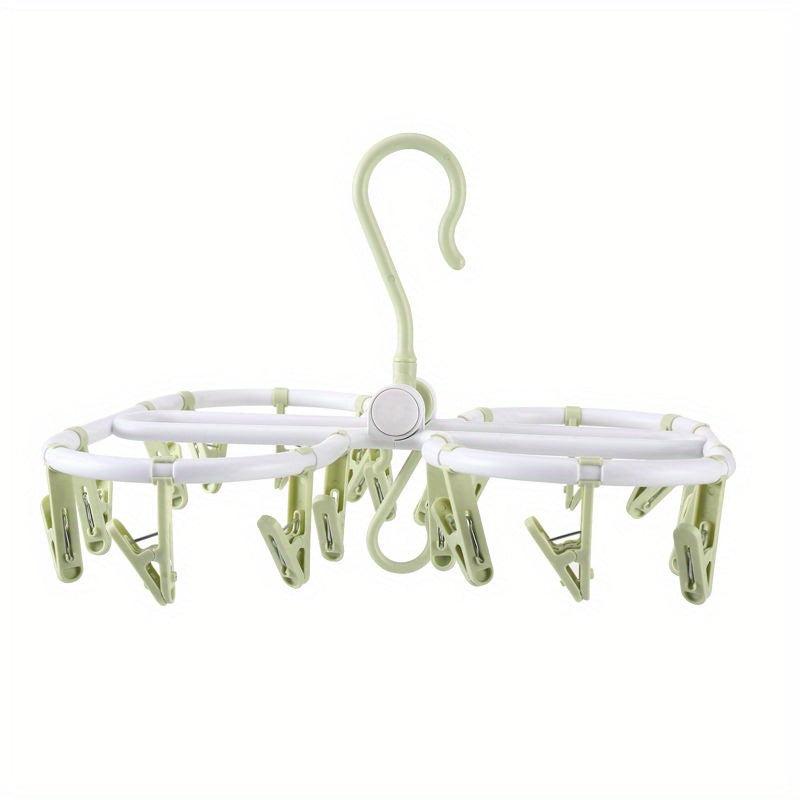 2pcs Folding 32 Clips Drying Rack Multifunctional Clothes Hanger