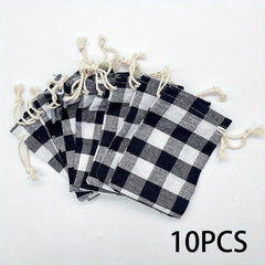 10pcs Christmas Burlap Gift Bags Drawstring Gift Tags Xmas Small Burlap Bags