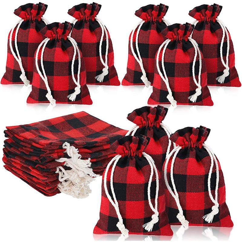 10pcs Christmas Burlap Gift Bags Drawstring Gift Tags Xmas Small Burlap Bags