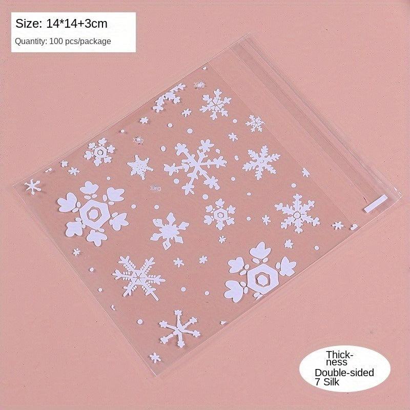 100pcs Christmas Snowflake Biscuit Bags Pastry Candy Bags