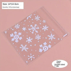 100pcs Christmas Snowflake Biscuit Bags Pastry Candy Bags