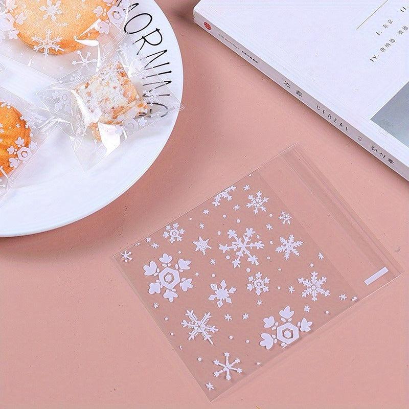 100pcs Christmas Snowflake Biscuit Bags Pastry Candy Bags