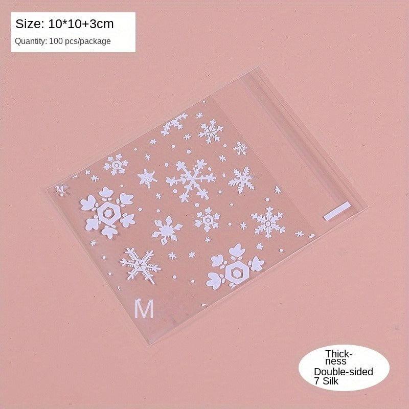 100pcs Christmas Snowflake Biscuit Bags Pastry Candy Bags
