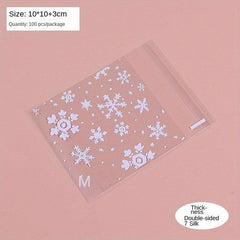 100pcs Christmas Snowflake Biscuit Bags Pastry Candy Bags