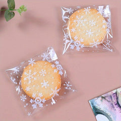 100pcs Christmas Snowflake Biscuit Bags Pastry Candy Bags