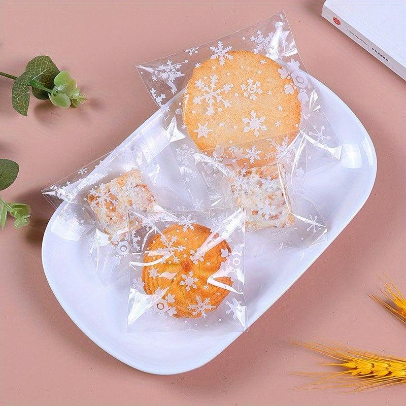100pcs Christmas Snowflake Biscuit Bags Pastry Candy Bags