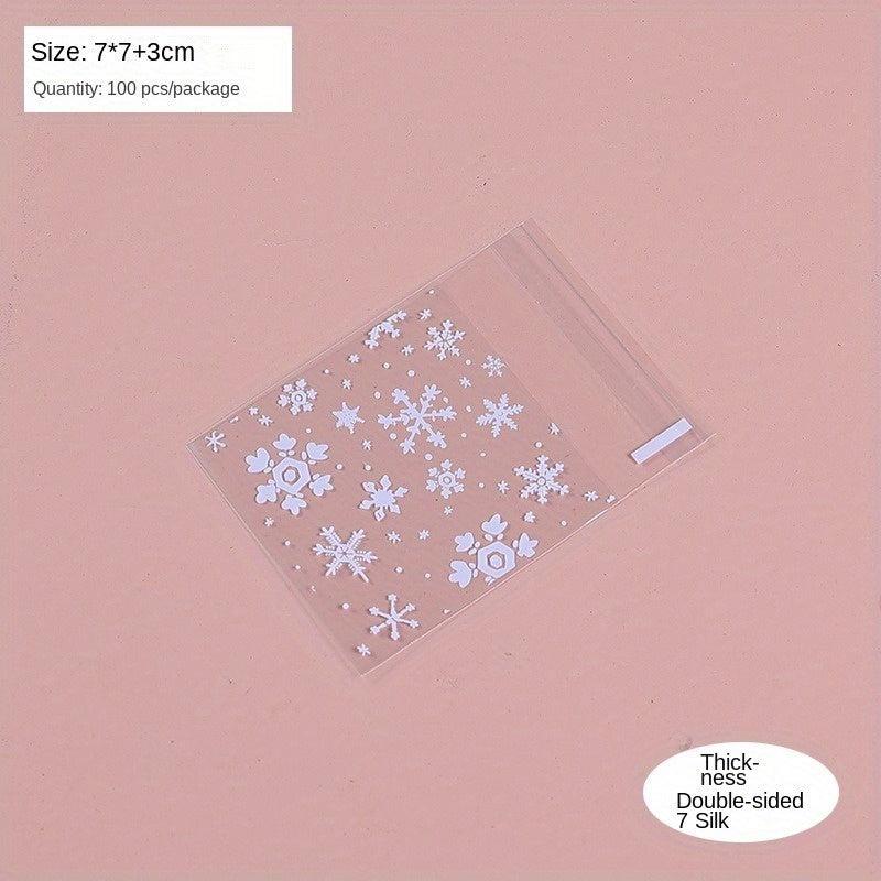 100pcs Christmas Snowflake Biscuit Bags Pastry Candy Bags