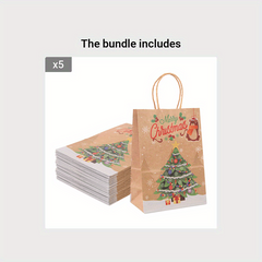 5pcs Christmas Bags Xmas Tree Candy Cookie Present Paper Bags