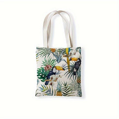 Flower Series Flamingo Print Shoulder Shopping Bag