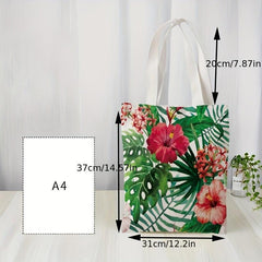Flower Series Flamingo Print Shoulder Shopping Bag