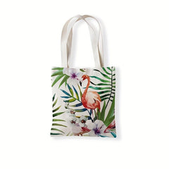 Flower Series Flamingo Print Shoulder Shopping Bag