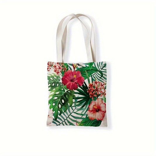 Flower Series Flamingo Print Shoulder Shopping Bag