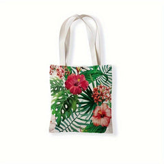 Flower Series Flamingo Print Shoulder Shopping Bag