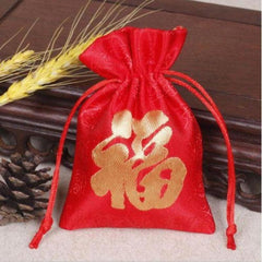 1pc Red Cloth Bag Brocade Pouch Year's Lucky Bag
