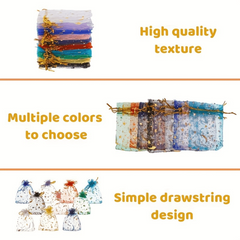 50pcs Moon Star Organza Jewelry Candy Bag Gift Bag Delicate Packaging Bag