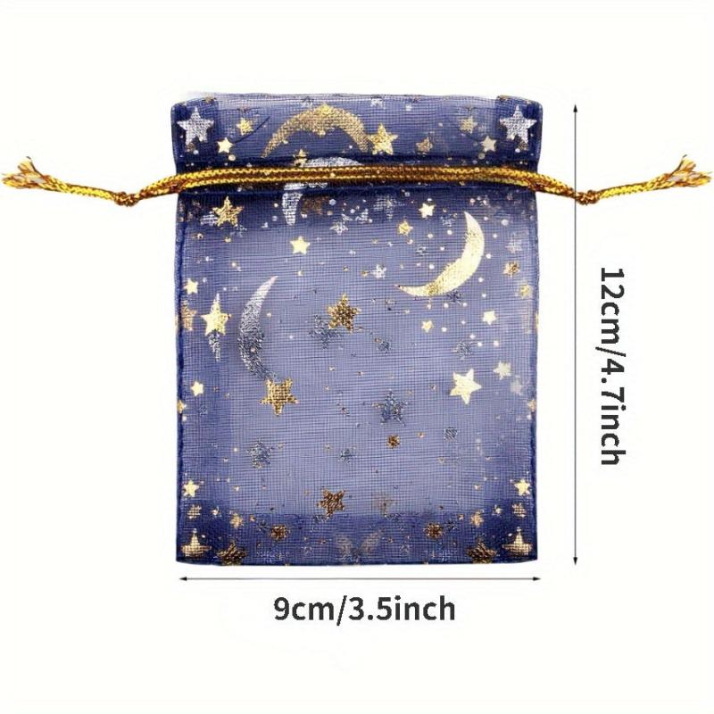 50pcs Moon Star Organza Jewelry Candy Bag Gift Bag Delicate Packaging Bag