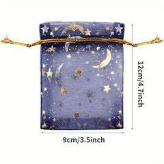 50pcs Moon Star Organza Jewelry Candy Bag Gift Bag Delicate Packaging Bag