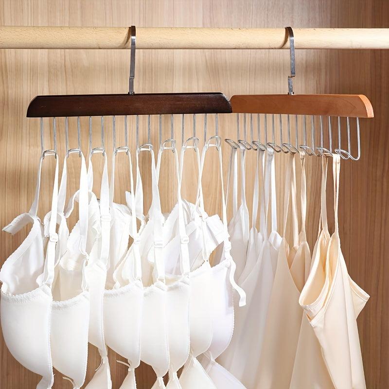 Wooden Tie Rack Belt Hanger With 8 Hooks Wardrobe Organizer