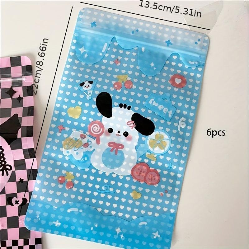 6pcs Cartoon Self-sealing Gift Bags Food Jewelry Stationery Storage