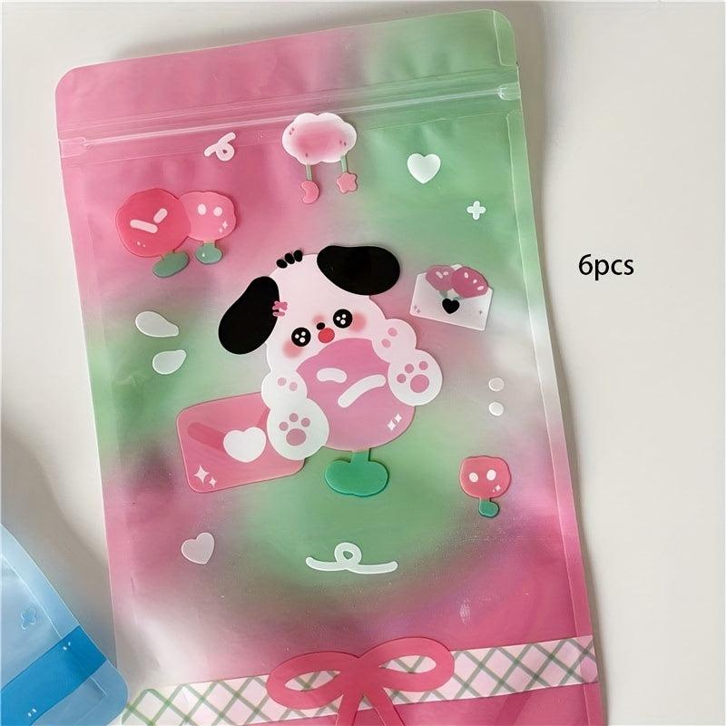 6pcs Cartoon Self-sealing Gift Bags Food Jewelry Stationery Storage